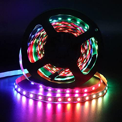 Wisada WS2812B Individuell Adressierbare Smart Strip Light, 5M 300 LED 5050 5V Programmierbare Farbwechsel-Pixel-Lichter für Innen-Dekoration, Nicht-Wasserdicht Weiß PCB