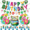 43 Stück Hawaii Party Deko, Happy Birthday Banner Dekoration, Beach Hawaii ballons mit Banner, Hawaii Dekoration Set, Hawaii Cake Topper fürTropischen Garten Strand Geburtstags Party Dekoration