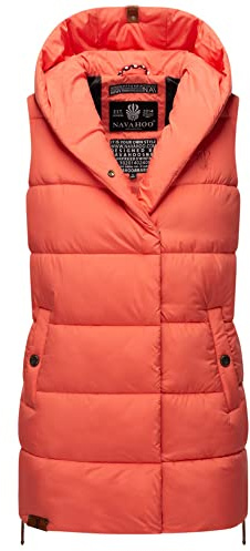 Navahoo Damen Weste gefütterte Steppweste gesteppte Übergangsweste B891 [B891-Madil-Coral-Gr.L]