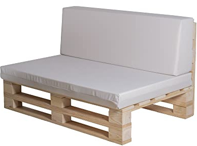Komplettes Set aus Palettensofa + Kissen-Set (wasserdicht, Beige, 120 x 60 cm)