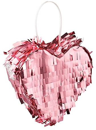 Relaxdays Mini Pinata Herz, befüllbare Piñata für Hochzeit, JGA, Partypinata, zum Aufhängen, HxBxT: 13x13,5x5,5 cm, rosa
