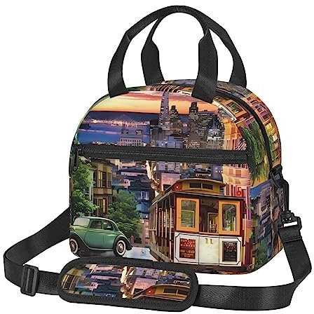 QQLADY San Francisco Lunch-Tasche, isolierte Lunchbox für Damen und Herren, wiederverwendbar, auslaufsicher, Kühltasche für Büro, Reisen, Picknick