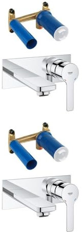 Lot de 2 mitigeurs lavabo mural 2 trous M + corps encastré