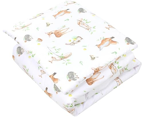 TupTam Kinder Gemusterte Bettdecken Set Ganzjahresdecke Bettdecke Kopfkissen Flachkissen 2tlg., Farbe: Wald Tiere Braun Beige Fuchs REH Igel Eichhörnchen, Größe: 135x100 cm