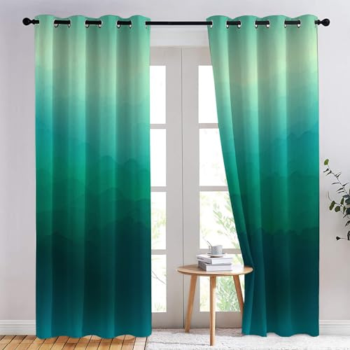 SZLYZM Vorhänge Ombre, Verdunkelungsvorhang 2er Set - Vorhang Blickdicht Farbverlauf Muster, Thermovorhang für Deko Wohnzimmer Schlafzimmer Kinderzimmer, Gardinen mit Ösen 245x140 cm (HxB) (Qt-&87)