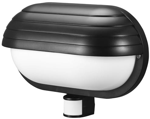 EL-HOME Fassadenleuchte ML-10B7 mit Bewegungssensor 180° PIR, E27 – für den Außenbereich, Wandleuchte, Garten Lampe Lampenhalter, Lampenfassung - Schwarz