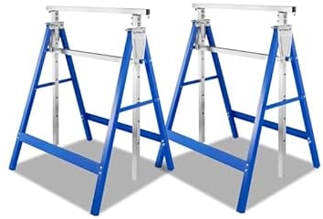 Fiqops Arbeitsbock 2er set Arbeitsböcke Tragkraft 200 kg 7-fach klappbock Böcke Höhenverstellbar 80-130 cm Metall Gerüstbock Gestelle Gerüstböcke Unterstellbock klappböcke