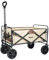 MUWO Faltbarer Bollerwagen 90 x 52 x 55 cm, Handwagen für bequemen Transport mit bis zu 100 Liter Volumen, belastbar bis 110 kg und 360° drehbaren Vorderreifen (Braun/Beige)