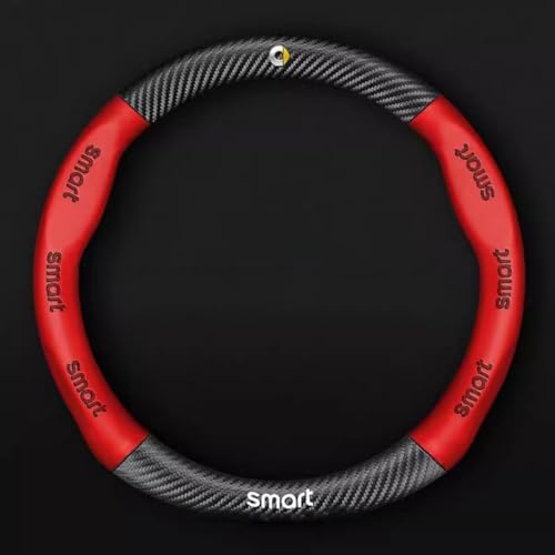 FXDSCA Auto Lenkradbezug für Benz Smart 450 451 453 Fortwo Forfour, Auto Lenkradabdeckung Lenkradhülle Auto Lenkradschutz Anti Rutsch Atmungsaktiv lenkradschutz Zubehör,B Red