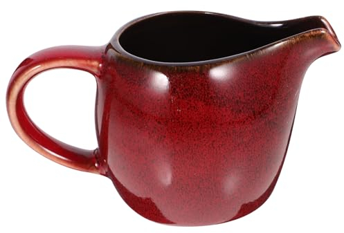 ABOOFAN Kaffeesahne- Porzellan-Milchaufschäumer Mit Ausgießer Keramik-Kaffeeausgießer Japanischer Sirup Espressotasse Latte-Behälter Vintage- Sauciere Rot