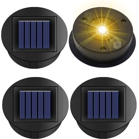 4 Solarleuchten Ersatz Top mit LED Leuchtmitteln,8 cm Solarpanel Laterne Deckel Leuchten Ersatzoberteil Glühbirne Ersatzteil für Outdoor Hängelaternen DIY für LED Solarleuchten Garten Decor