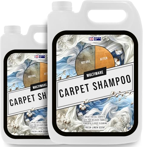 MultiWare Carpet Cleaner Shampoo Fresh Linen 5L | Carpet Shampoo for Machines | Carpet Cleaner Solution | Safe for ALL Machines | Pet Friendly Formula | Removes Pet Odours and All Stains | 2 Bottles
