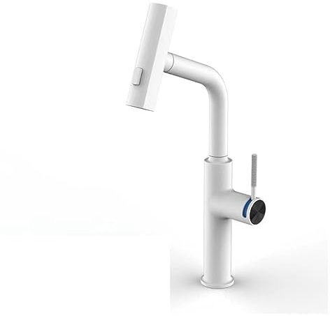 CZDIQXVF Rubinetto da Cucina Bianco di Lusso con Design Estraibile modalità di Uscita dell'Acqua a Cascata Maniglia Singola Rubinetto for lavandino a Doppio Comando Freddo e Caldo(Blanc)