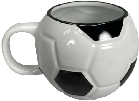 Taza de cerámica con forma de balón de fútbol, divertida taza de café, taza deportiva para decoración de escritorio, taza de cerámica, taza de fútbol, gran capacidad para café, té, leche, agua y jugo