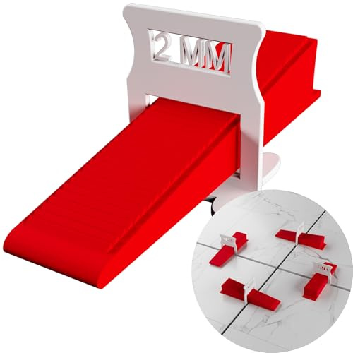 M&N Fliesen Nivelliersystem Set 1mm, 1,5mm, 2mm, 3mm Mega- Auswahl (200x 2mm Laschen 100x Keile) - Fliesen-Verlegehilfe Werkzeug für Leien & Profi - Fliesenleger Fliesennivellierungssystem Zubehör