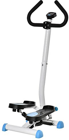 HOMCOM Stepper con Manubrio e Monitor LCD, Stepper Fitness Casa con Resistenza Regolabile e Pedali Antiscivolo, Allenamento Fitness per Palestra Casa Gym, Bianco e Blu