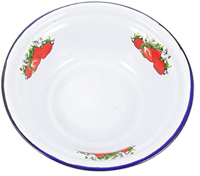 Mikinona Lavabo Esmaltado Retro Bandejas De Comida Cuenco De Estilo Antiguo Tazón De Cereales Redondo Bandeja Redonda Para Servir Cuenco Para Lavar Frutas Bandeja De Cuentas Planchar