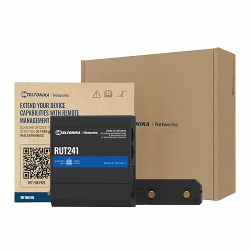 Teltonika RUT241 - Router SIM WiFi celular industrial - 4G LTE (Cat 4), conectividad 3G - Punto de acceso inalámbrico con funcionalidad de punto de acceso - Compatible con RMS, conmutación por error