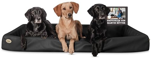 SABRO KUDDE Orthopädisches Hundebett – Martin Rütter – Hochwertiges Kunstleder – Waschbar & Wasserabweisend – Ergonomisch – Premium Haustierzubehör für Grosse Hunde XXL in Schwarz