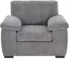 Capri Jumbo Cord Fabric Sofa, Removable Seat Cushions, Plush Comfort (Grey, Armchair)