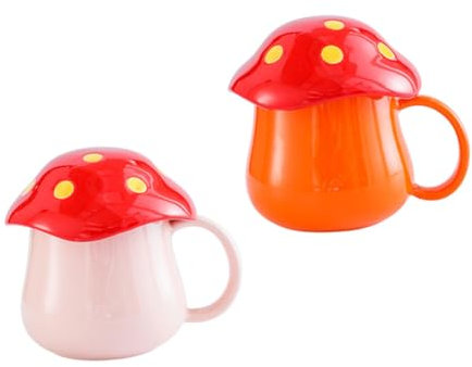 COLLBATH 2 Pezzi Tazza Da Caffè in Ceramica A Forma Di Fungo Porta Latte Tazza Da Tè Pomeridiano Pratica Per Bere Calda O Fredda