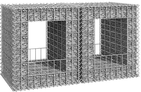 JUDYY Cesti a Gabbione a Torre 2 pz 50x50x60 cm in Ferro,Cesto Gabbione,Gabbioni Metallici per Pietre,Gabbione Sassi-151267