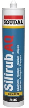Soudal Silirub AQ Aquarium & Pond Fish Water Tank Marine Elastic Silicone Sealant 310ml Cartridge For Aquariums, Terrariums, Display Cases and Glass, Contents 310 ml, Use For Seal & Bonding (Black)