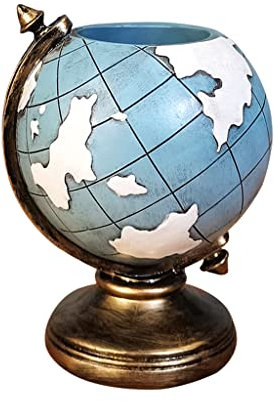 QMOWIZ Pencil pot Globe Pen Pencil Pot Holder Vintage Pencil Cup Stand Retro Home Office School Decorations Gifts for Men Storage Pen Cup
