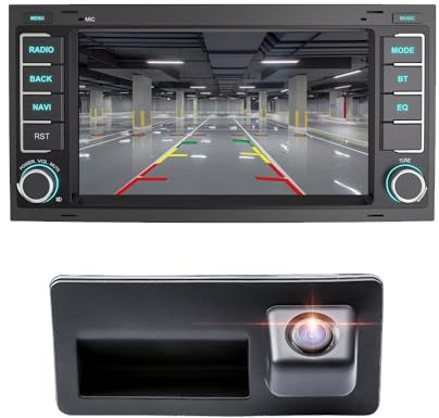 Auto Radio Autospieler GPS Navi Navigation Carplay/Android Autoradio 7 Zoll HD-Touchscreen Player, Ersatz für VW Tiguan Anno/Touareg/Golf 6 Variant/Sharan 2010 (Mit passender Griffleiste Kamera)