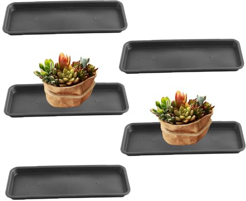 Veesper Soucoupe en Plante en Plastique de 5 PCS, Plateaux de Plantes rectangulaires pour Pots, Plateaux d'égouttement des Plantes à l'épreuve des fuites