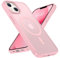 DUEDUE for iPhone 13 Mini Case/iPhone 12 Mini Case, Magnetic [Compatible with MagSafe] Military-Grade Shockproof Protection, Slim Fit Translucent Back Cover for iPhone 13 Mini/12 Mini 5.4, Pink