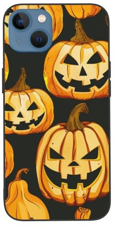 DCEHGEW Halloween Pumpkin Patterns Printed Phone Case for iPhone 13 Mini 5.4 inch - Cute Shockproof Phone Case Cover for iPhone 13 Mini, Anti-Fingerprint, Not Yellowing White