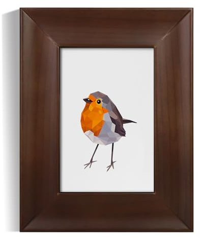 Andiker Cadre photo vintage en bois avec panneau de verre et bordure épaisse incurvée de 4 cm, cadre photo vintage à suspendre au mur ou à poser sur une table pour décoration d'intérieur, café,