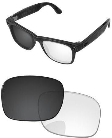 PapaViva Replacement Lenses Compatible with Ray-Ban Meta RW4006 50mm Sunglass - Eclipse Gray Photochromic Non-polarized