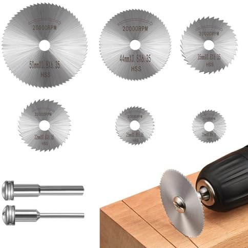 Cutting Discs for Dremel Rotary Tool – 8Pcs HSS Steel Saw Blades Set with 1/8 Mandrel, High-Speed Rotary Tool Accessories for Precise Cutting on Wood, Plastic, Metal & Stone
