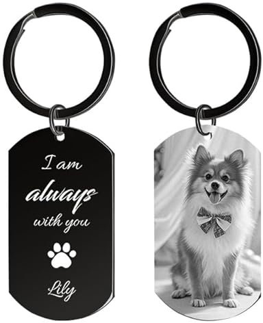 Porte Clef Chien Personnalisable Photo, Souvenir Chien Décédé - Gravure Double Face Inox Porte-clés, Cadeau Chien&Chat Photo Personnalisé