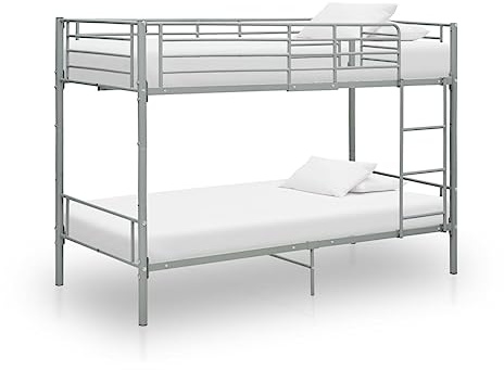 Massbinet Etagenbett Stockbett Hochbett Etagenbettgestell Grau Metall 90×200 cm