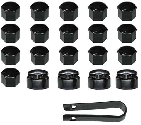 JIEHU 20 Pcs Wheel Nut Covers, Hub Screw Cover, Bolt Caps Including 16 Standard Ones 4 Locking Ones, Car Wheel Nut Covers for Most Car Models(Black)