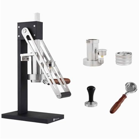 Manueller Hebel Espressomaschine, 180° Arbeitssparende Druckstange Espressomaschine, Espressomaschine, Espressomaschine, mit Druckkammer, Kolben, Pulverhammer, bodenloser Griff, für tragbar(Black)
