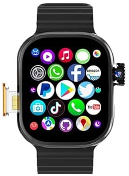 JINSHANGZI CDS10 4G Android Smartwatch, 2.2-inch Amoled High-definition Screen with Play Store Rotating Camera WiFi GPS SIM Card Smartwatch (Black,3GB 32GB)