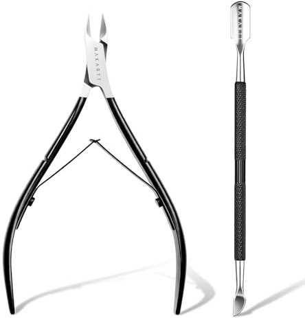 Makartt Nagelhaut Trimmer 2 Pcs Cuticle Set Stainless Steel Professional | Nipper & Doppelkopf-Schieber, Ideal für Saubere & Professionelle Maniküre, Perfekt für Zuhause & Salon, Ideal für Anfänger