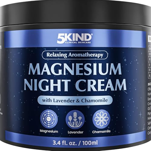 5Kind Magnesium Schlafcreme 100 ml - Natürliche Einschlafhilfe | Lavendel- & Kamillen-Magnesiumbalsam für erholsamen Schlaf - Beruhigende Aromatherapie mit Lavendel & Kamillenextrakten