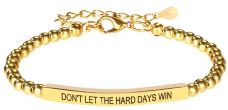 Mikovivi Dont Let the Hard Win Armband, Gold-Colored Inspirierende Bracelet Armbänder Verstellbare Kugelkette für Damen Motivierender Schmuck