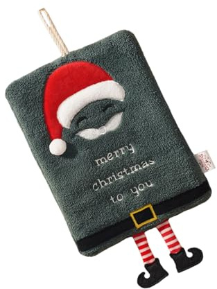 Essuie-mains de Noël, gants de toilette absorbants à suspendre – Serviettes de cuisine absorbantes en polaire corail, pour hôtel, famille, invités, vacances, Thanksgiving, Noël
