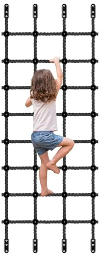 Climbing Cargo Net for Kids Outdoor 30 x 139 No-Knot Nylon Rope Climbing Net Heavy-Duty Playground Climbing Net for Treehouse, Swing Set, Backyard Climbing Frame, Playset Climbing Ladder Net Black