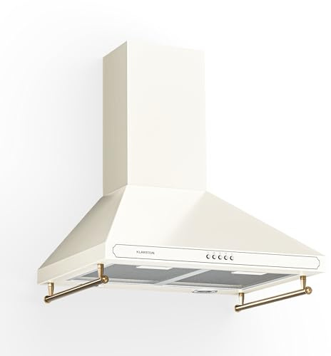Klarstein 60cm Angled Extractor Fan for Kitchens, Exhaust Extractor Fan Hood w/Dishwasher Safe Aluminium Grease Filter, Quiet and Powerful 645m³/h Airflow, LED Lighting, Degreasing Extractor Hood