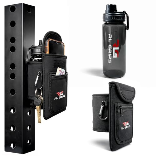 RL Grips Bolsa Magnética Gym para Botella y Móvil – Funda Magnética Gimnasio con Imanes Potentes, Porta Botella y Porta Móvil Gym para Fitness y Cross Training