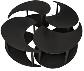 Hanah Home Stylish Black Coffee Table Set (4 Pieces), 70 cm Diameter, 38 cm Height | 100% MDF with Compressed Kraft Legs | Modern Abstract Design for Any Living Space