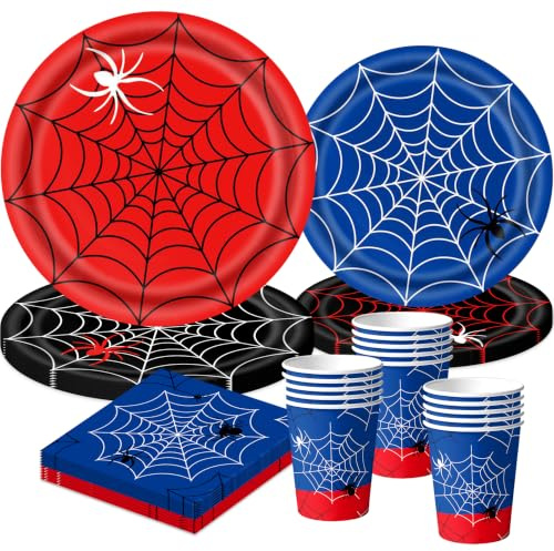 Jiahuade 50 Stück Partygeschirr Set,Deko Partyzubehör Pappteller Set | Geburtstag Party Geschirr Set,Geburtstag Geschirr Kit,Mit Teller Becher Servietten,Party Geschirr für 10 Gäste