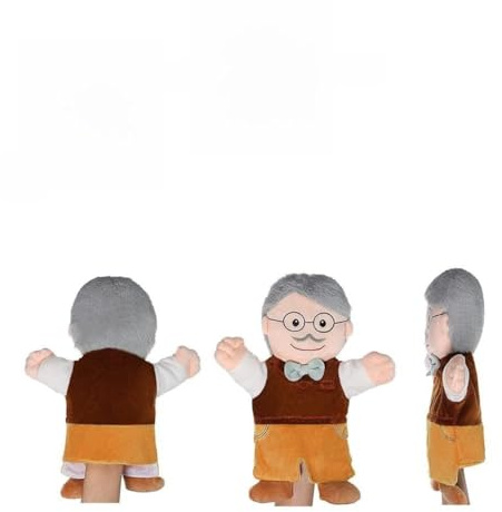 EMUKOEP 6-teiliges Handpuppen-Set, 11,8 Zoll, Ideale Familienmitglieder Zum Geschichtenerzählen für und Erwachsene (Opa + Oma + Vater + Mutter + Sohn + Tochter)